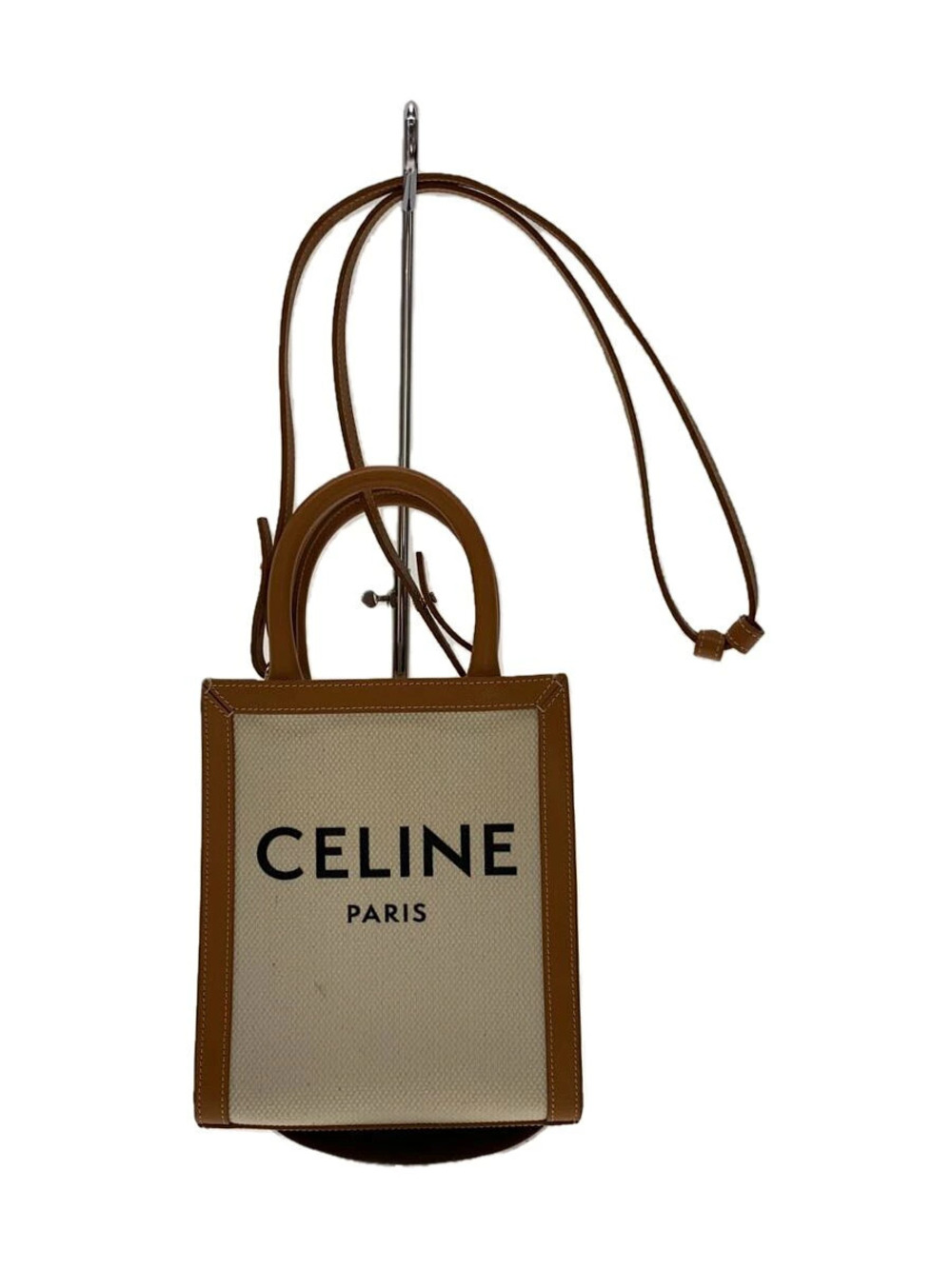 Celine Vertical Cabas Shoulder Bag Canvas Camel Brown